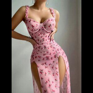 Elegant Semi-Sheer Gauze Long Slip Dress